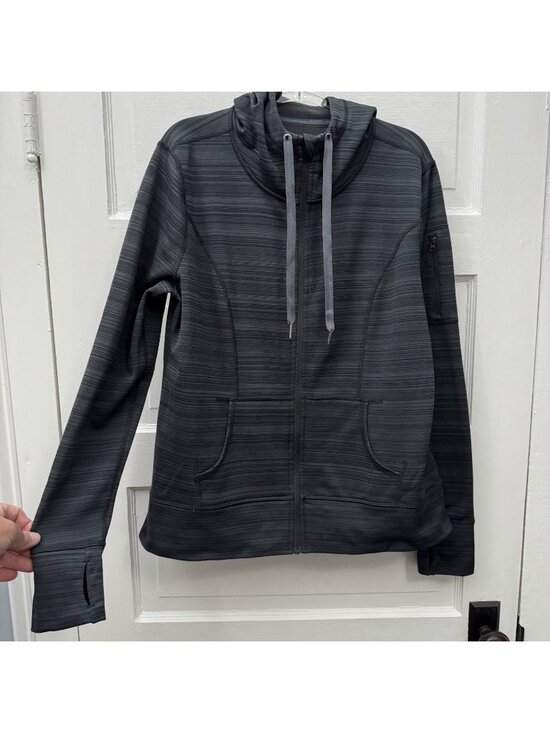 Xersion Tops - Xersion Womens L Charcoal Space Dye Full Zip Hoodie Thumbholes Arm Pocket